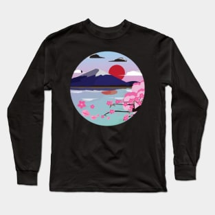 Mount Fuji sakura Long Sleeve T-Shirt